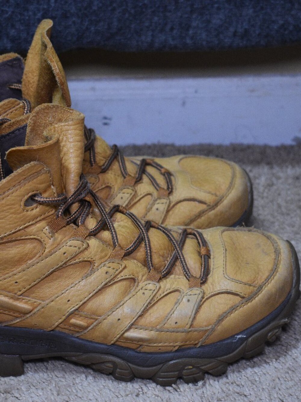 Merrell Moab 2 Decon Slam Luna Mid Wheat Tan Hiking Boots Men's Size 10.5 Vibram - Picture 2 of 8